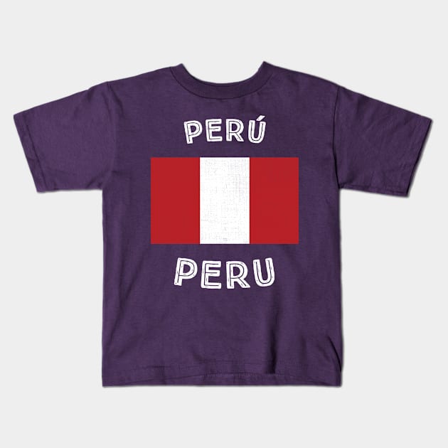 Peru Flag Kids T-Shirt by phenomad